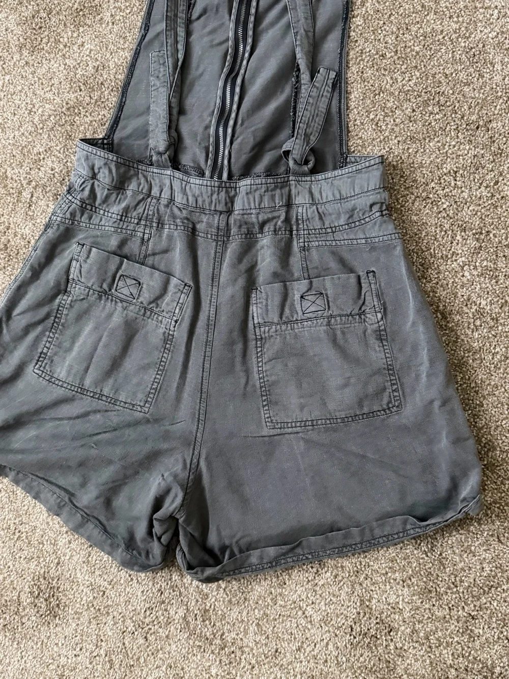 Free People Charcoal Gray Short Overalls